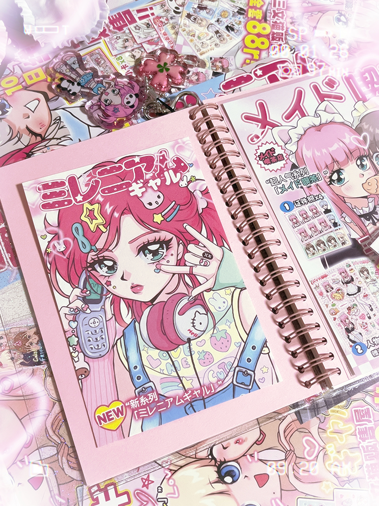 Beautiful girl card postcard illustration