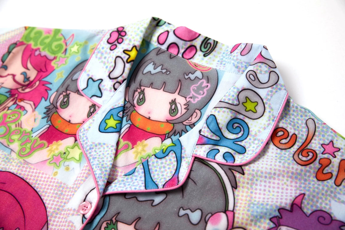Cartoon two girls summer pajamas set