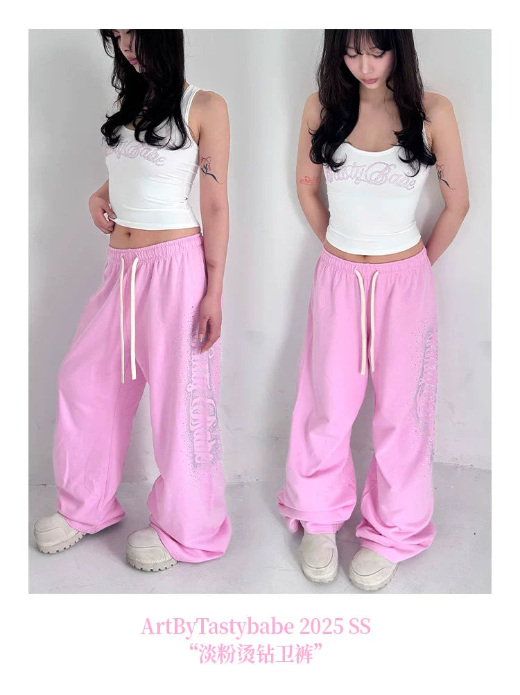 Pink Rhinestone Sweatpants
