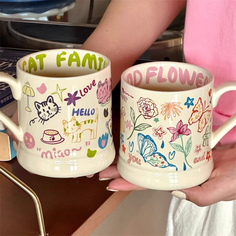 Childhood Graffiti Butterfly Cream Ceramic Mug