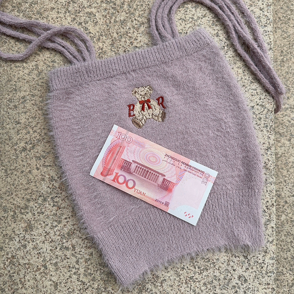 Imitation mink fur plush teddy bear sweater cami