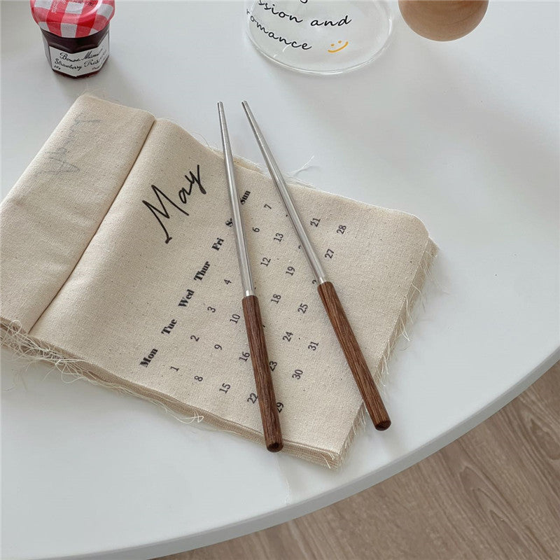 Wooden handle chopsticks, knives, forks, spoons, tableware