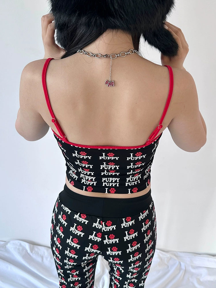 I love puppies full print cotton cami