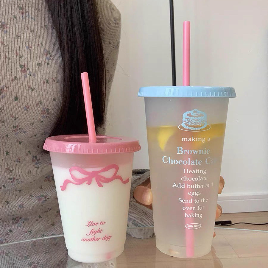 Plastic straw cup