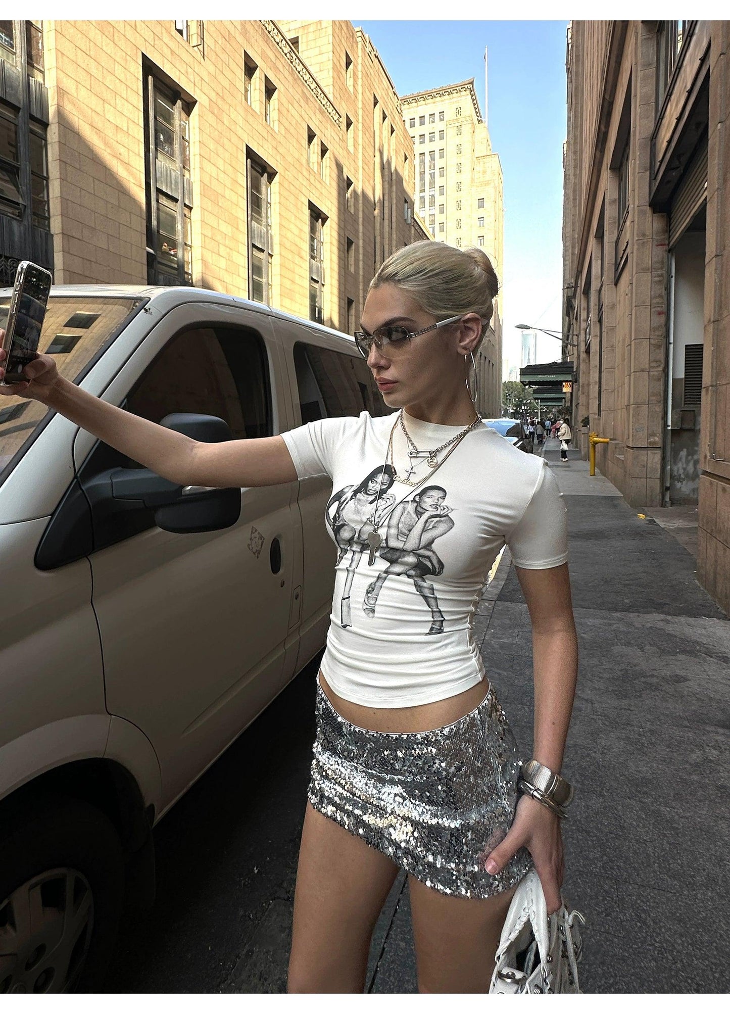 White print Tee