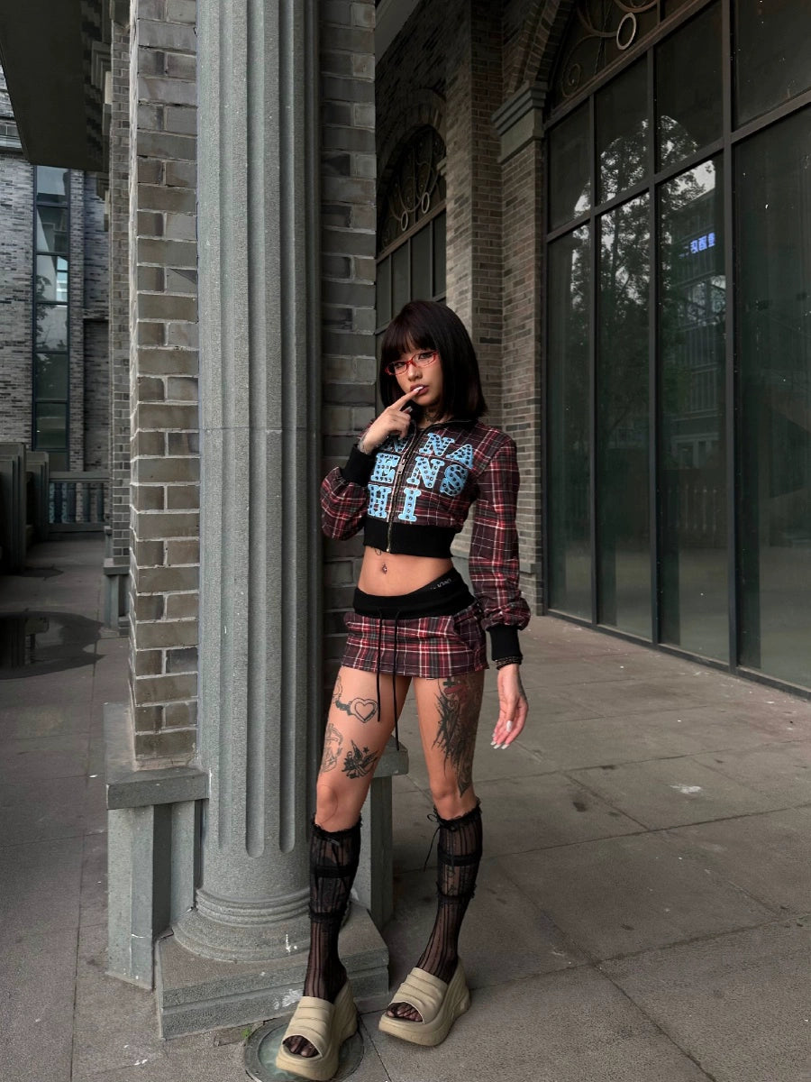 hoodie jacket mini skirt set