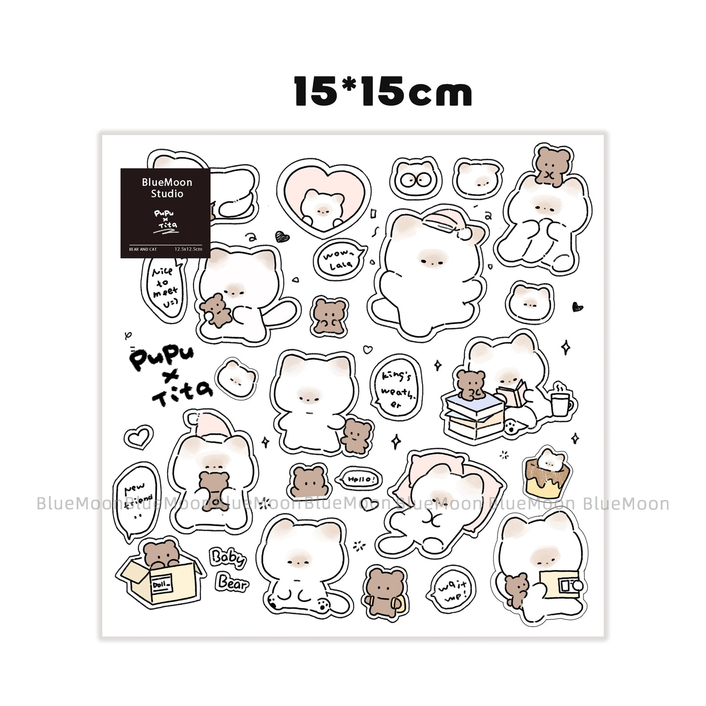 Pupu Cute Kitten PVC Stickers