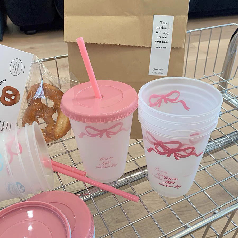 Plastic straw cup