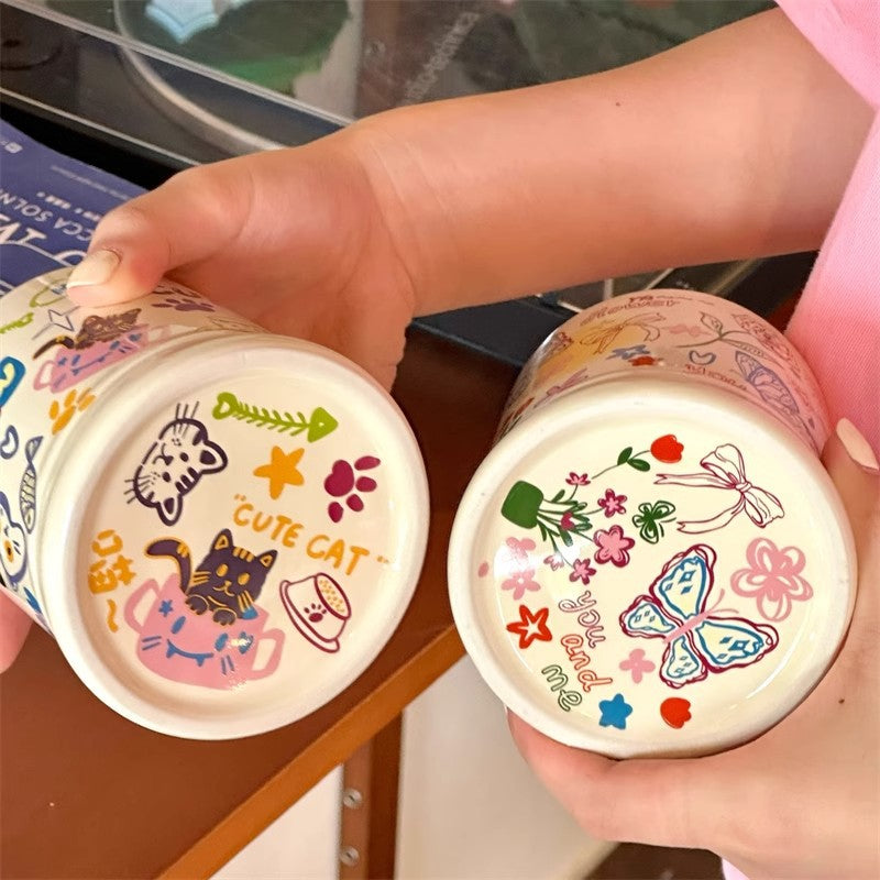 Childhood Graffiti Butterfly Cream Ceramic Mug