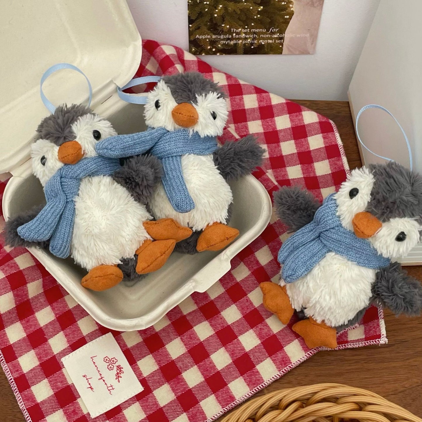 Cute Blue Scarf Penguin Pendant