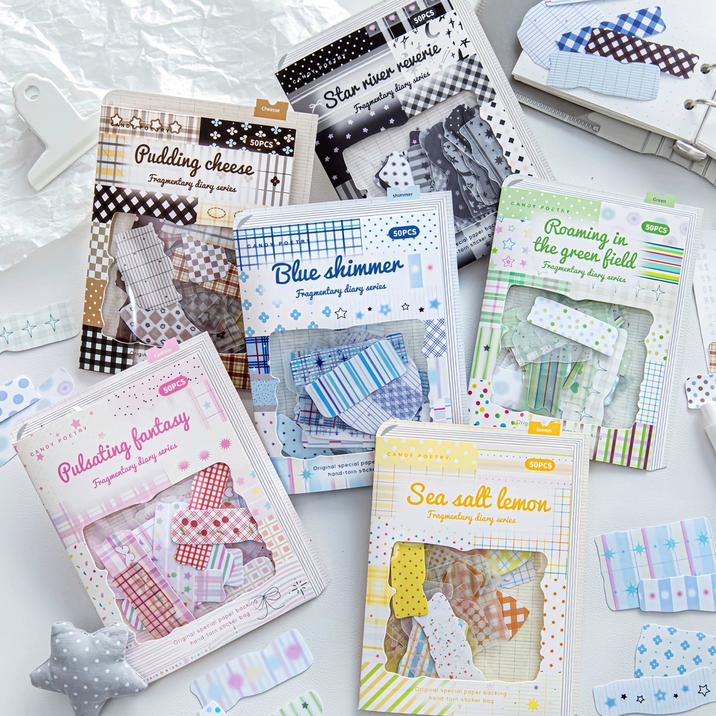 50pcs grid pattern small paper sticker