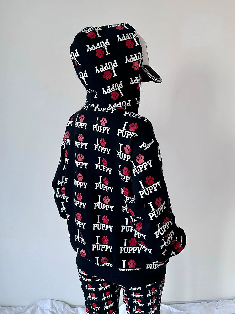 I Love Puppies All-Over Print Hoodie