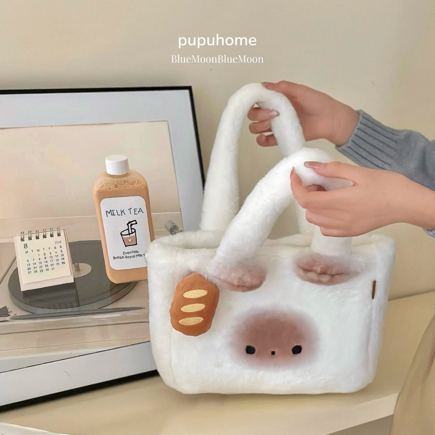 Mantou cat pup plush handbag cross body shoulder bag