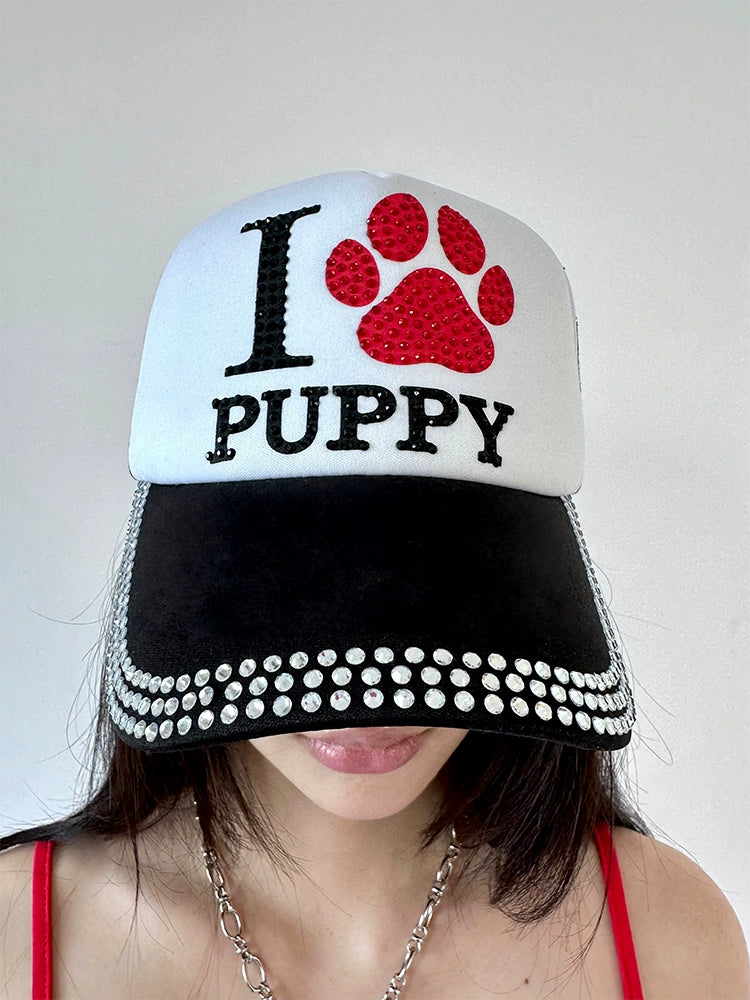 I love puppy rhinestones hats