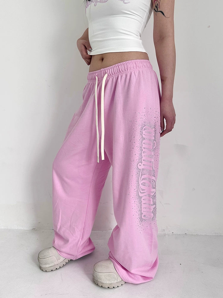 Pink Rhinestone Sweatpants