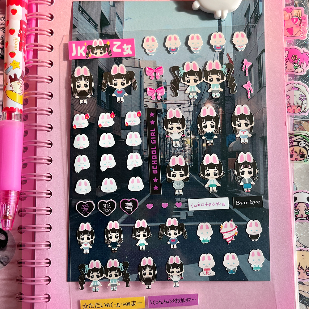 Japanese stickers for high school girls with glitter film