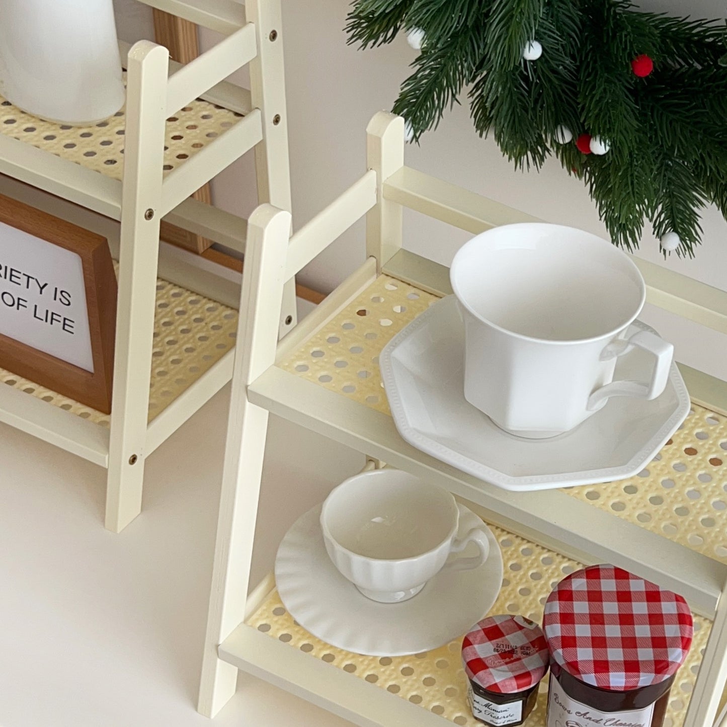 Cream rattan Shelving unit