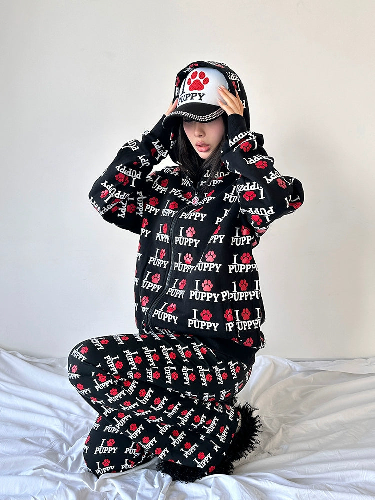 I Love Puppies All-Over Print Hoodie