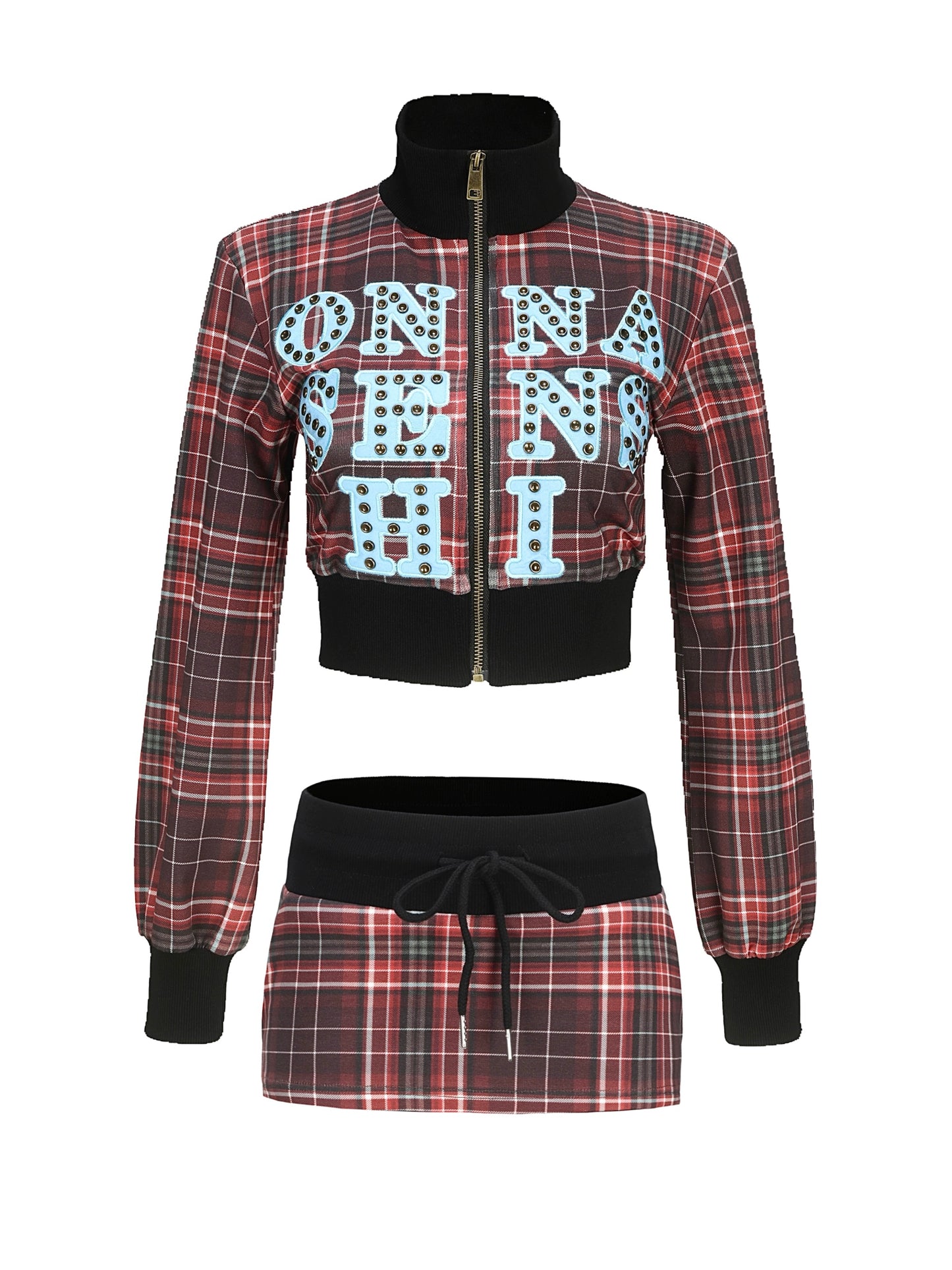 hoodie jacket mini skirt set