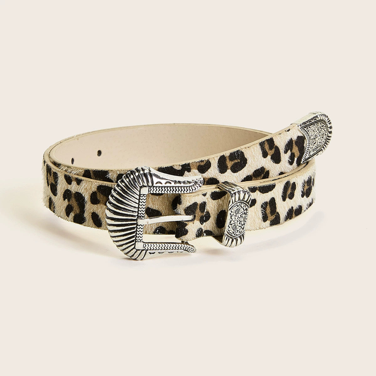 Leopard print retro carved waist belt