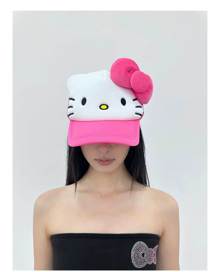 embroidered KITTY print baseball cap
