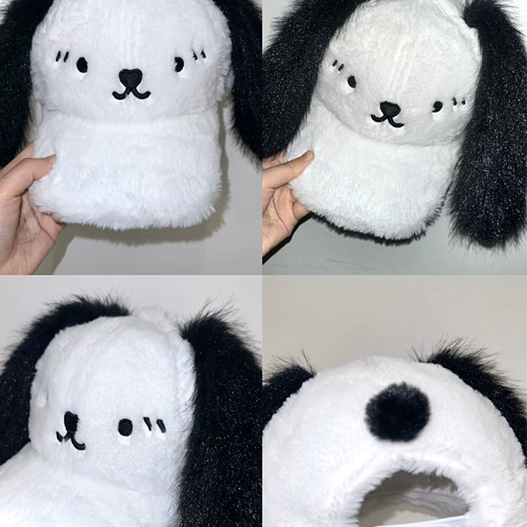 plush hat smiling puppy hat