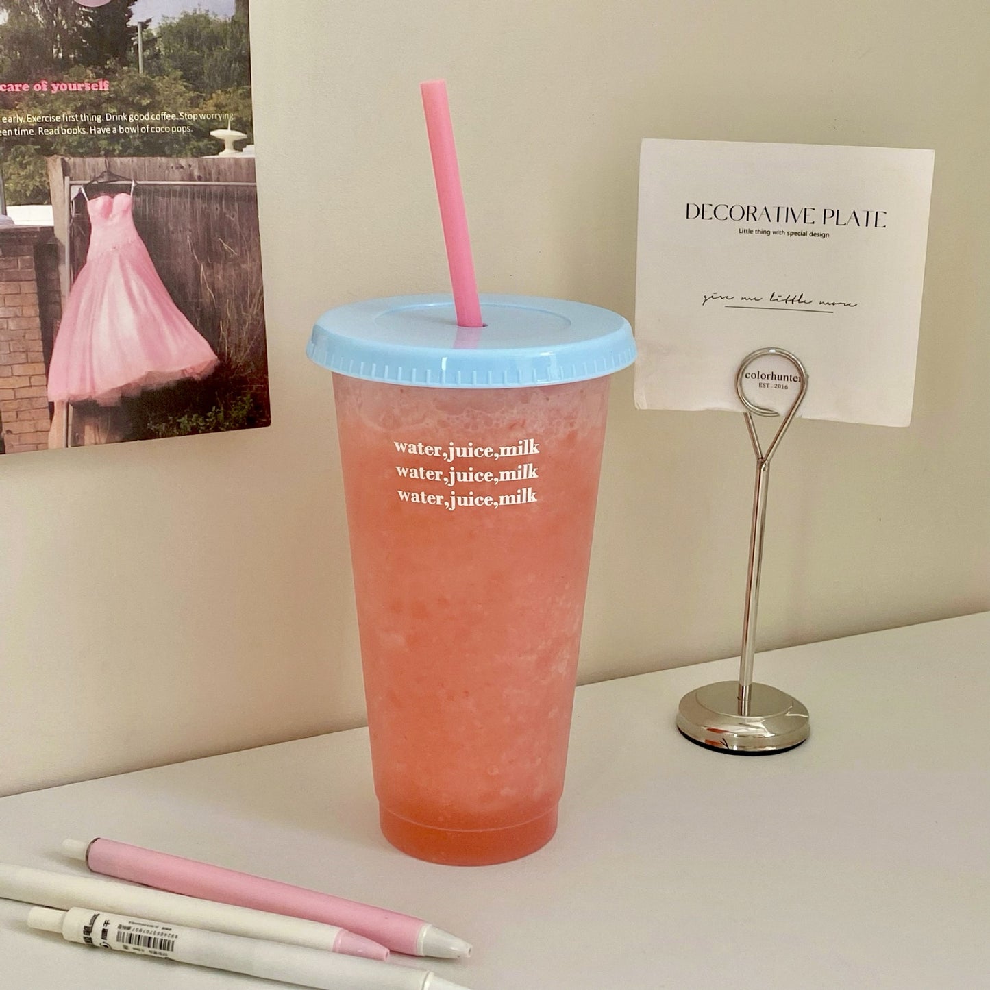 Plastic straw cup
