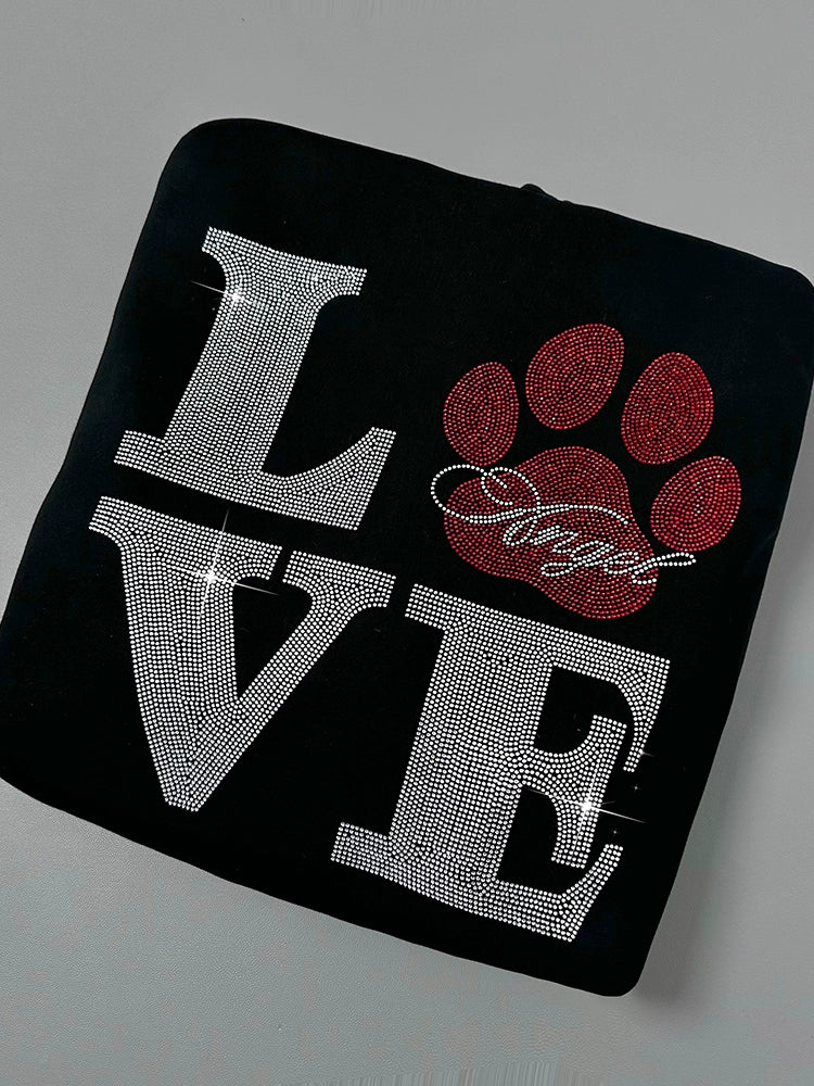 LOVE Rhinestone Black Hoodie