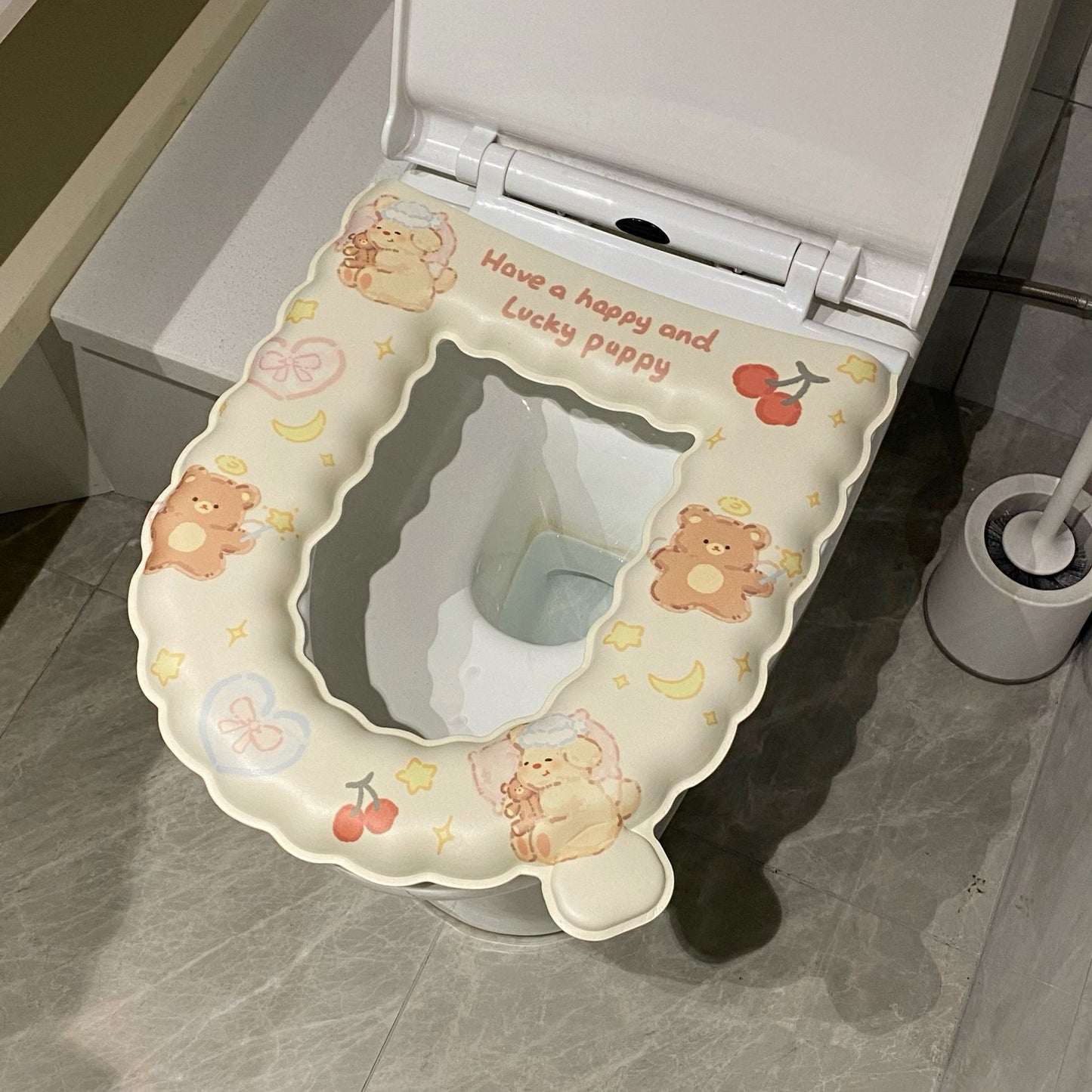 Cartoon cat lace toilet seat cushion