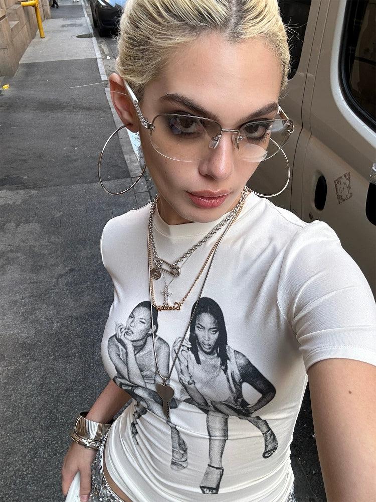 White print Tee