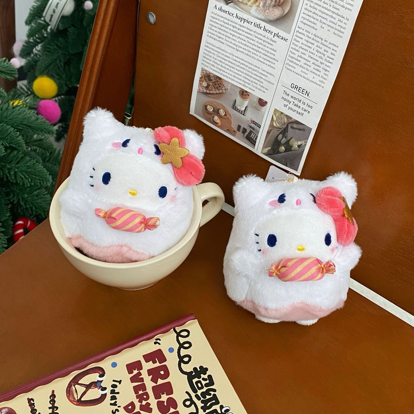 Candy Ghost Hello Kitty Plush Pendant