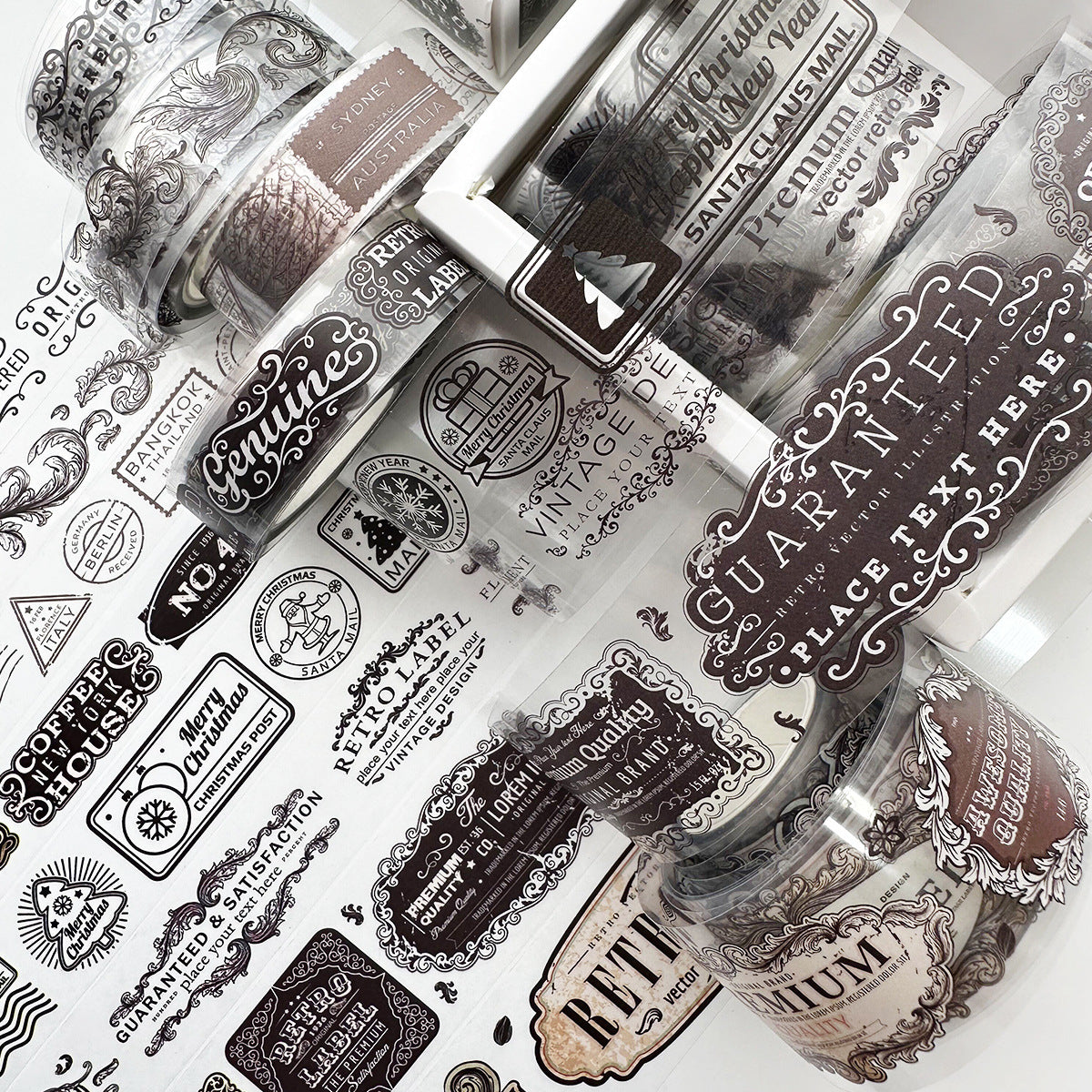 8 transparent combination antique style tent tapes
