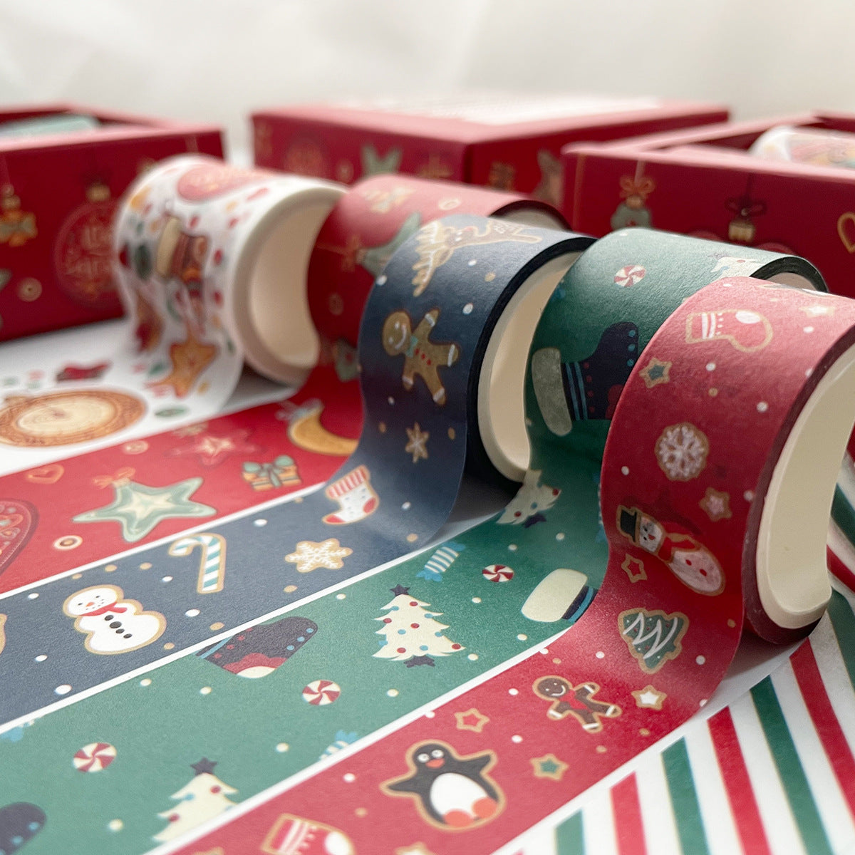 Christmas gifts and paper tape gift boxes