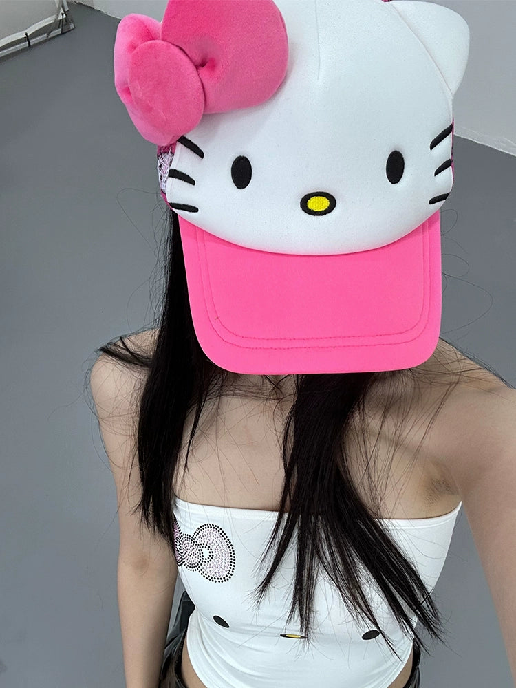 embroidered KITTY print baseball cap