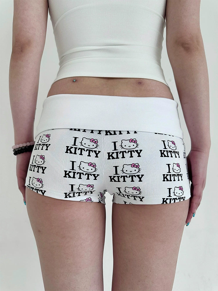 I love kitty low-rise cotton knitted shorts