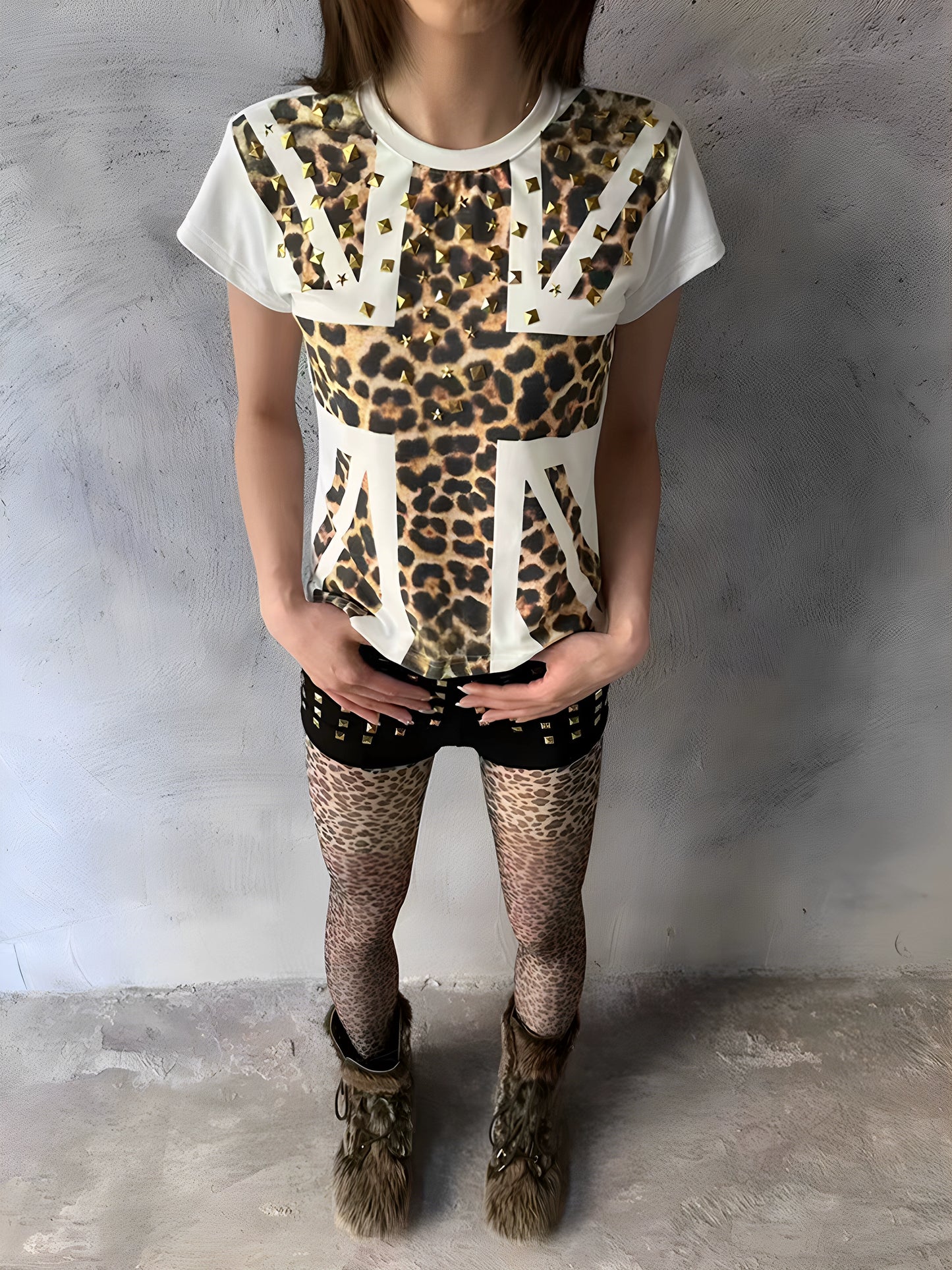 Leopard Flag Rivet T-Shirt