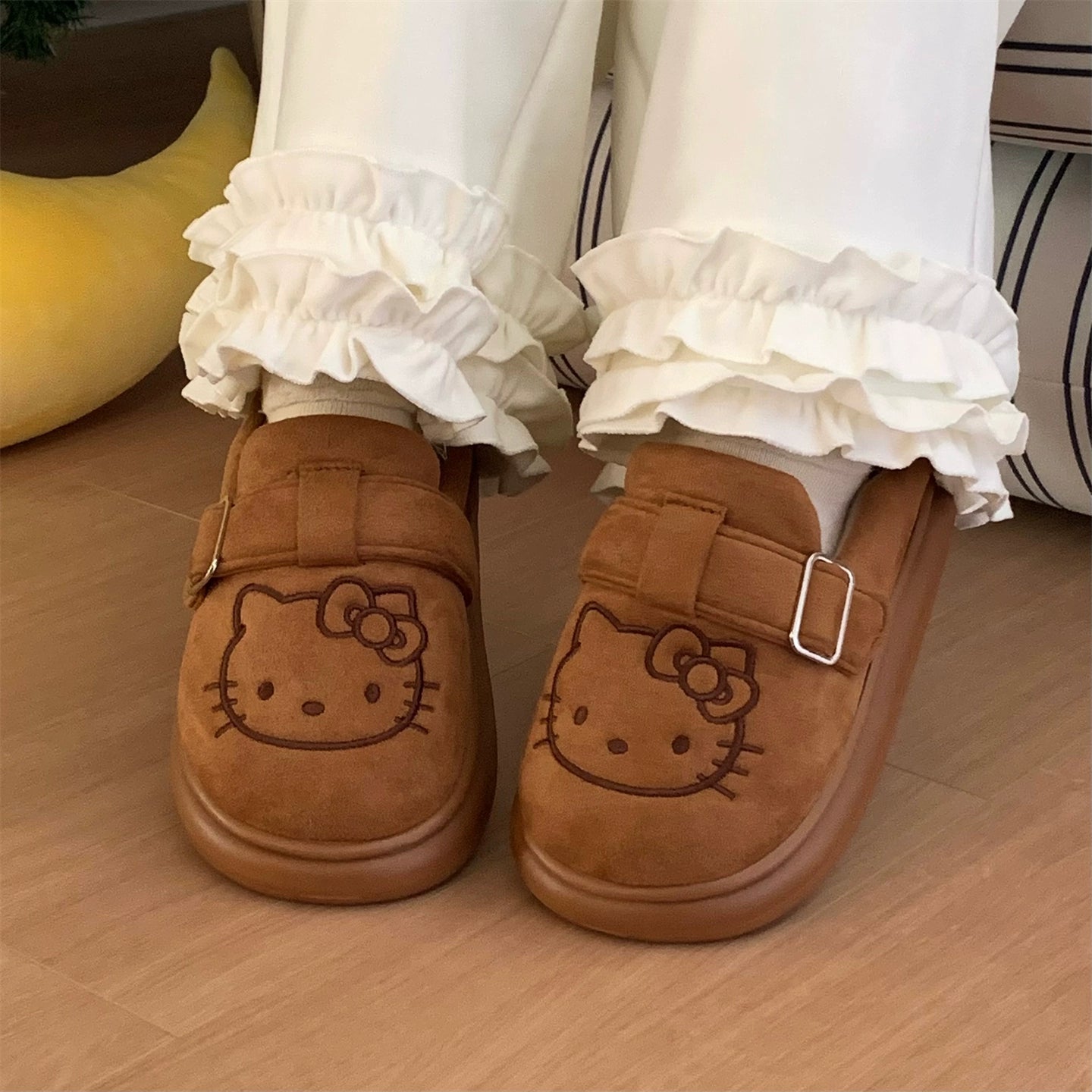 HelloKitty Pocken Shoes, Girl Heart Cotton Slippers