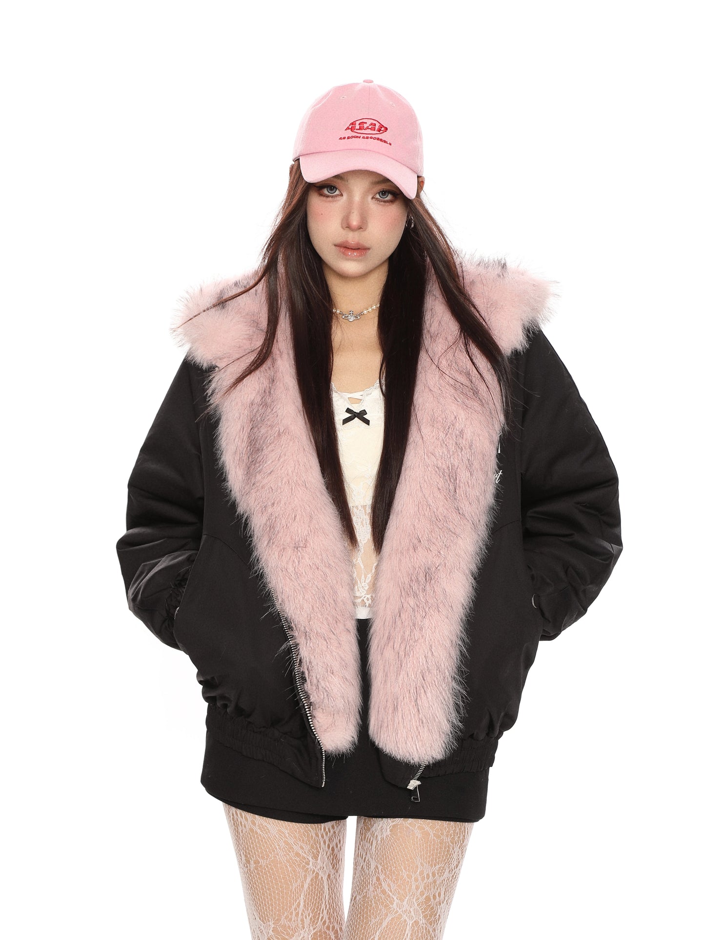 faux fur double-sided cotton coat