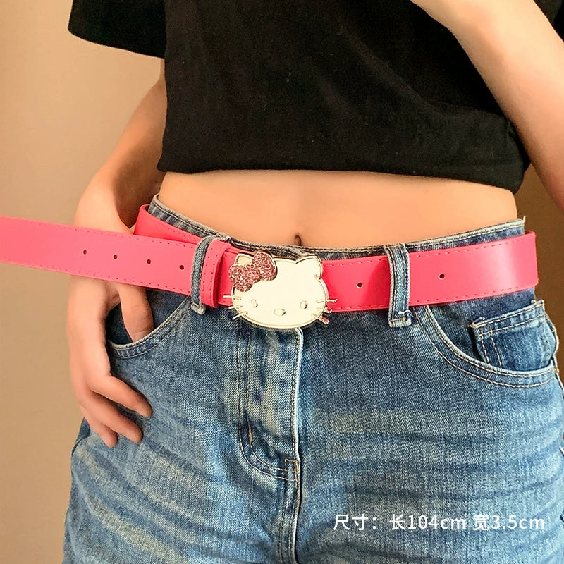 Cute Hello Kitty Decorative Leopard Pattern Belt