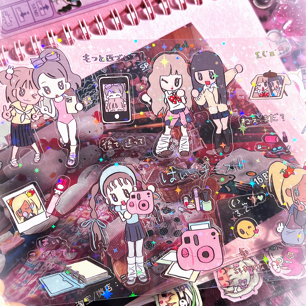 Japanese stickers for high school girls with glitter film