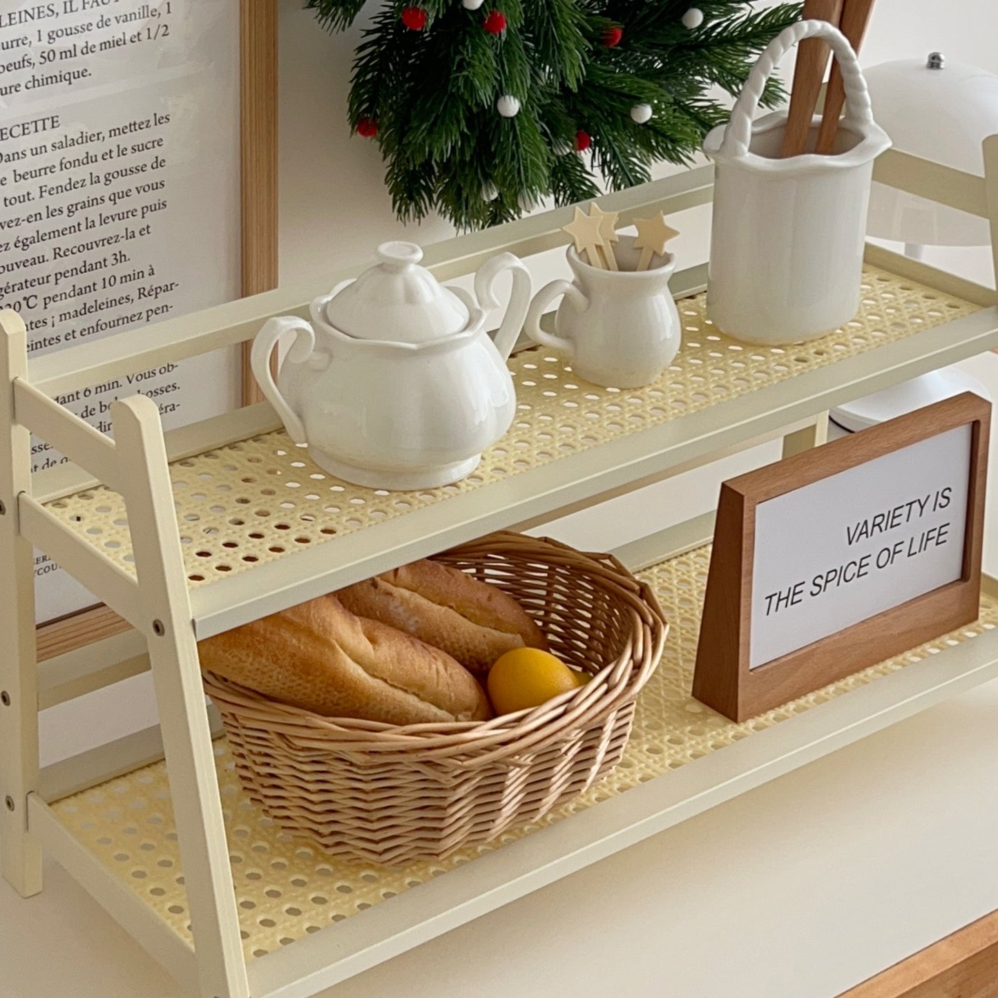 Cream rattan Shelving unit