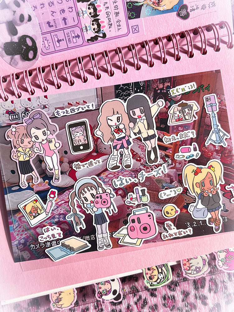 Japanese stickers for high school girls with glitter film
