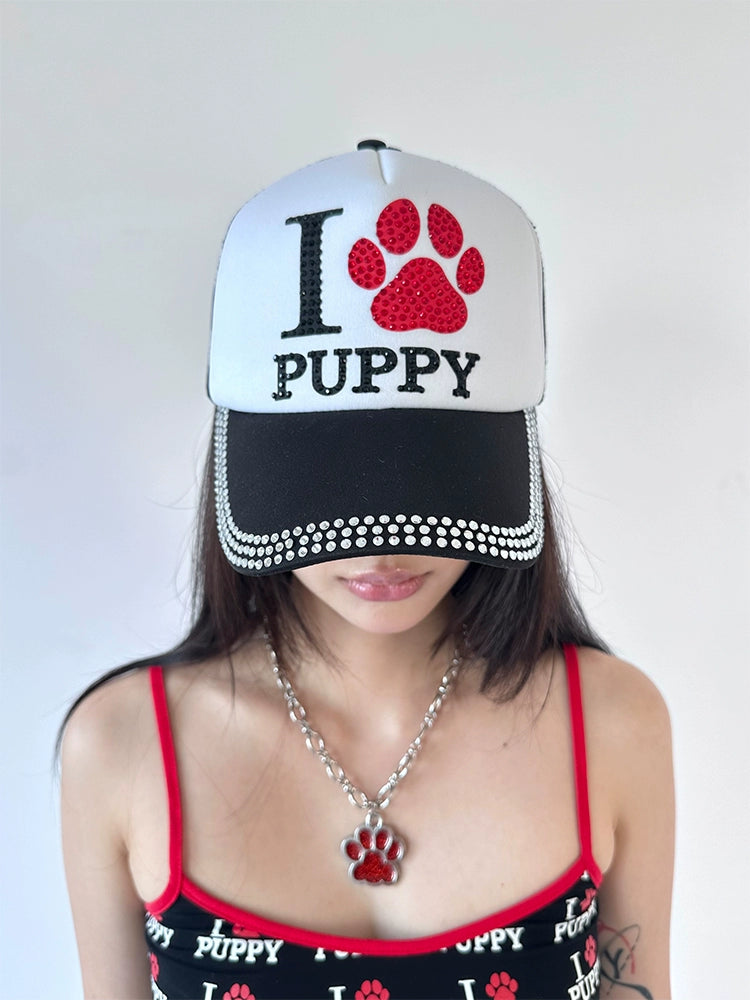 I love puppy rhinestones hats