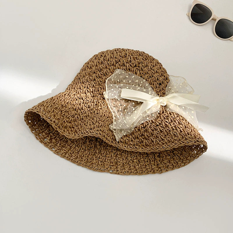 Bow lace straw hat