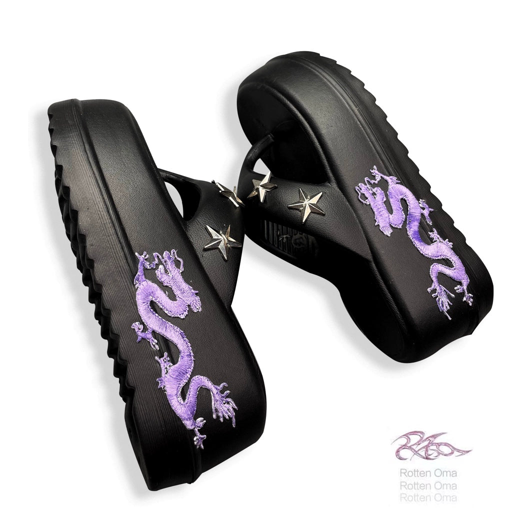 Sparkling Star Lightweight Dragon Pattern Thick Bottom Slippers
