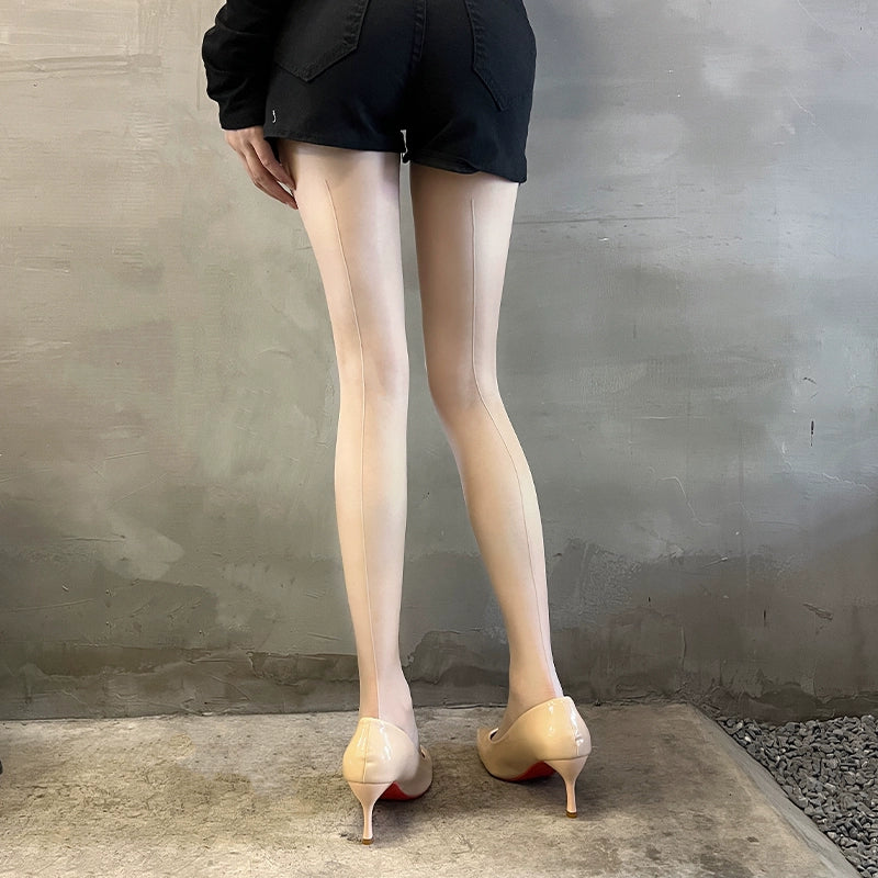 Vertical striped retro shrimp line pantyhose