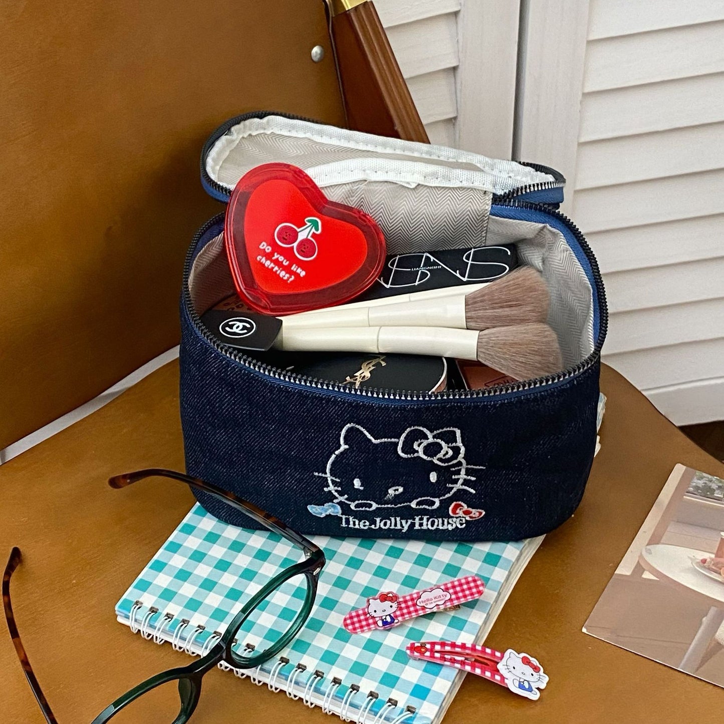 Hello Kitty denim storage bag