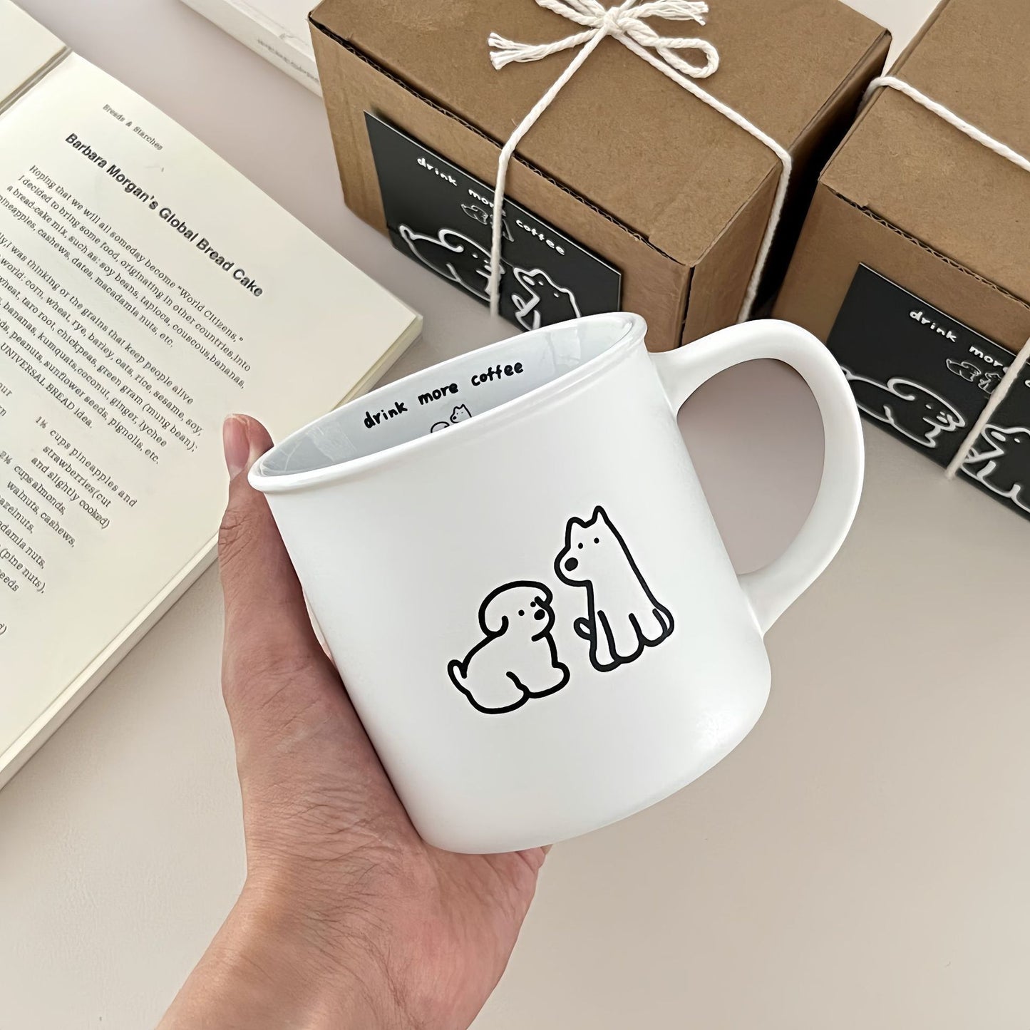Matte Dog Mark Ceramic Cup Gift Box Set
