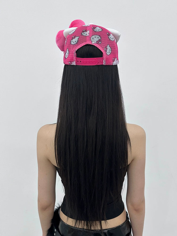 embroidered KITTY print baseball cap