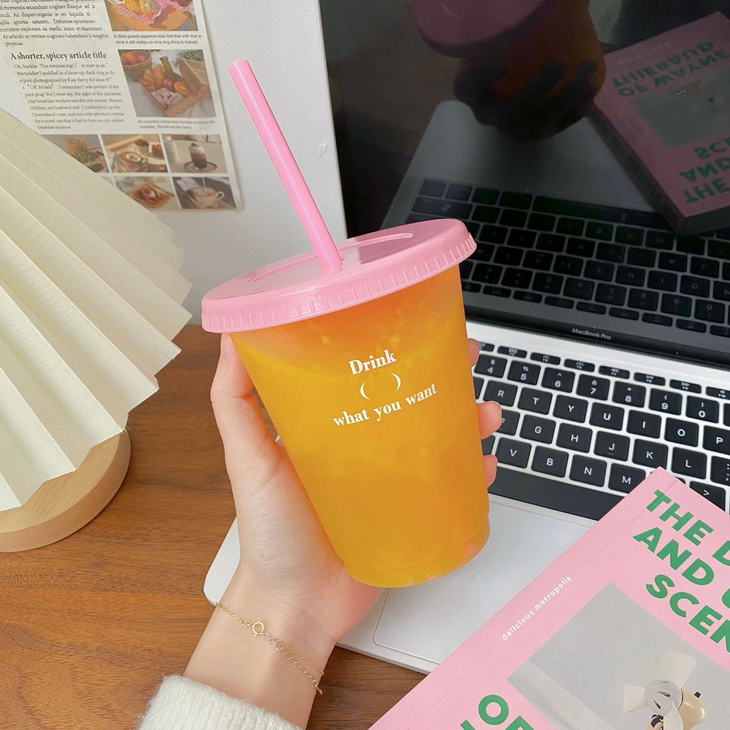 Plastic straw cup